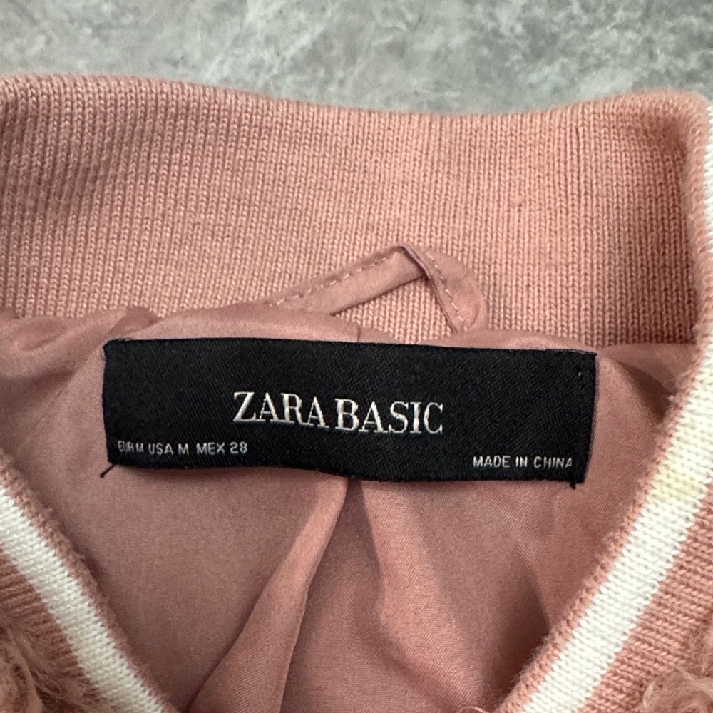 Zara Basic Fuzzy Zip-Up Jacket Medium - image 2
